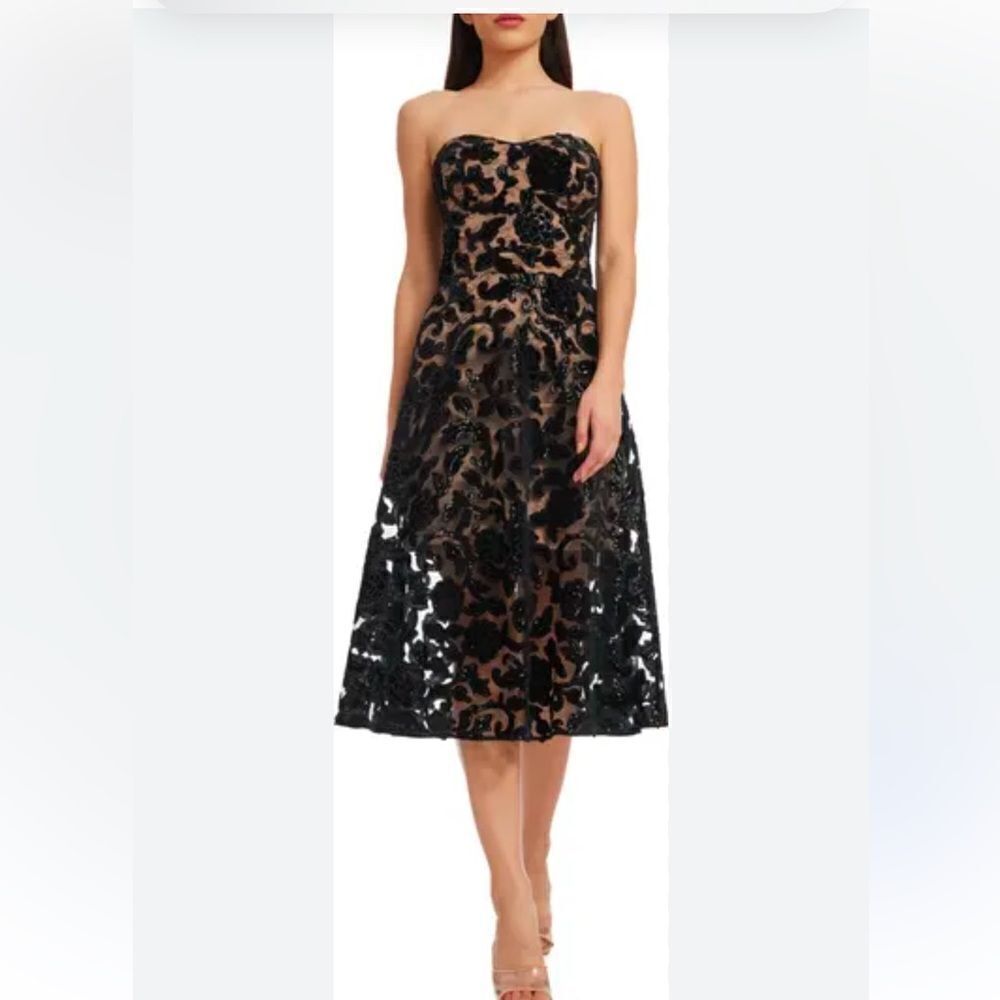 Sachin + Babi Sadie Floral Sequin Strapless A-Line Dress